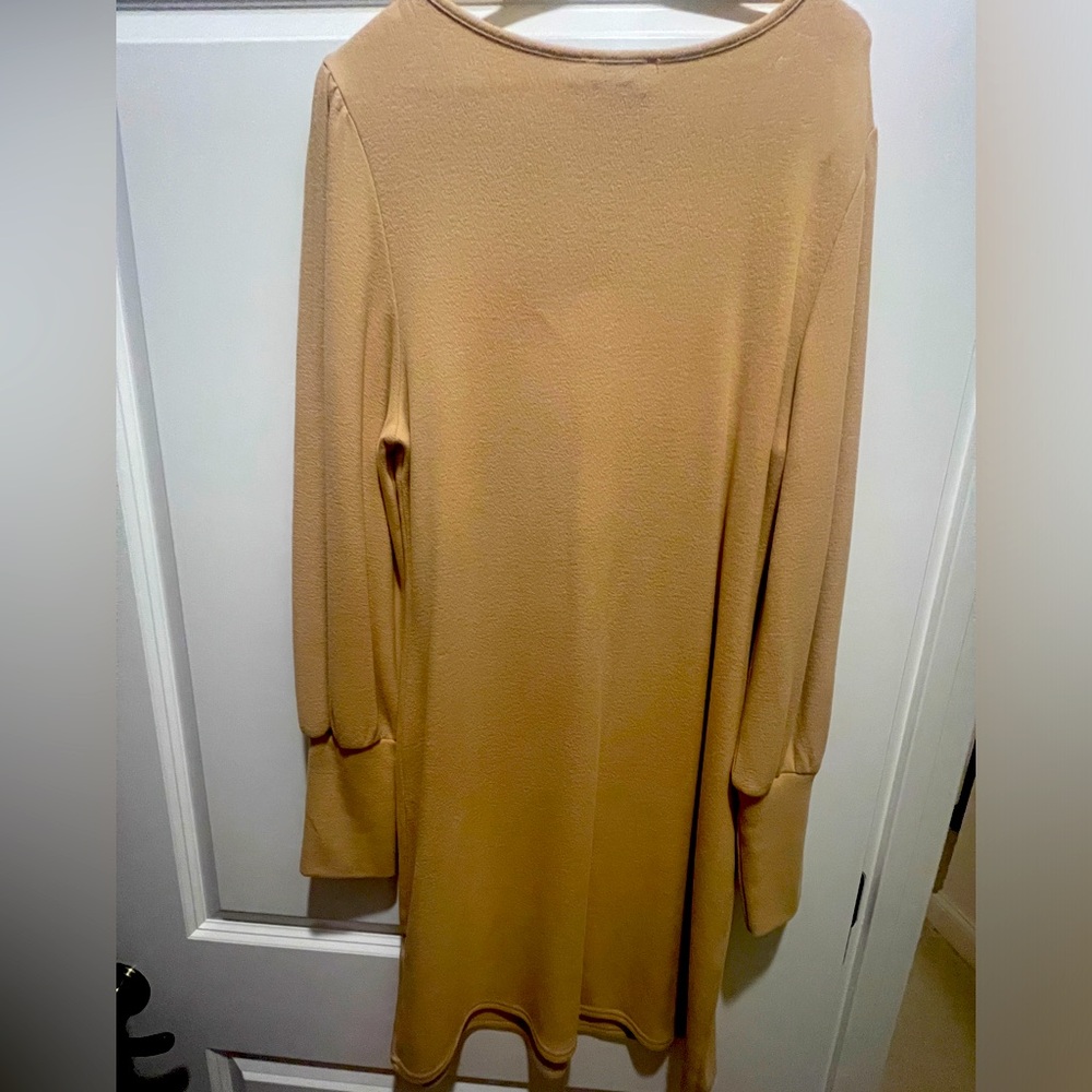 Casual lightweight sweater dress for fall.